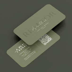 Tarjeta De Visita Elegante Realtor Real Estate Broker Sage Moderno