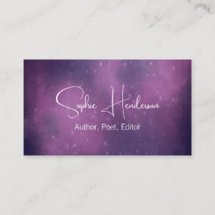 Tarjeta De Visita Elegante red de autor Purple Starry