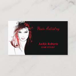 Tarjeta De Visita Elegante Red-Haired Woman Hair Stylist