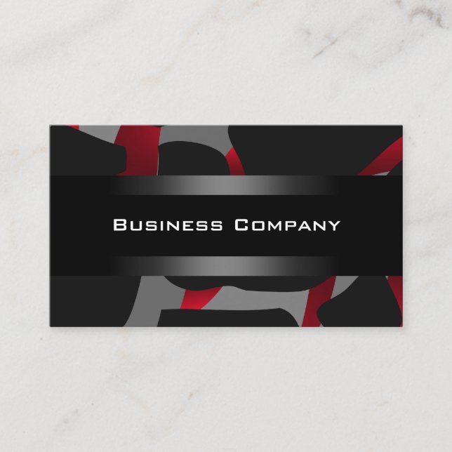 Tarjeta De Visita Elegante Red Resumen Black Business Card Company (Anverso)