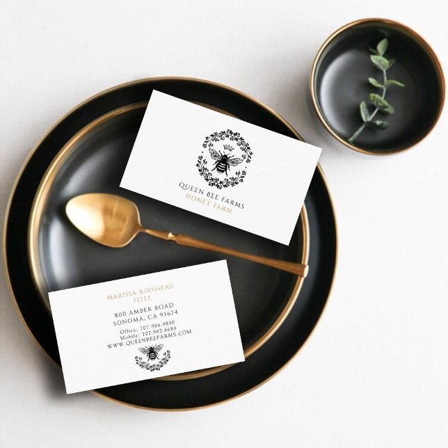 Tarjeta De Visita Elegante Reina Abeja Negro Oro Blanco (Subido por el creador)