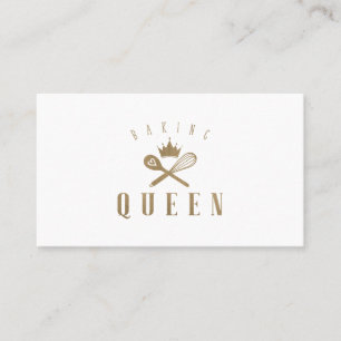Tarjeta De Visita Elegante Reina de hornear Whisk & Spoon Crown Whit