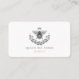 Tarjeta De Visita Elegante Reina de la Vintage Abeja Miel Oro Blanco