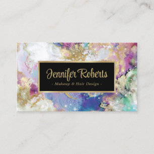 Tarjeta De Visita Elegante Relieve metalizado dorado de mármol de co