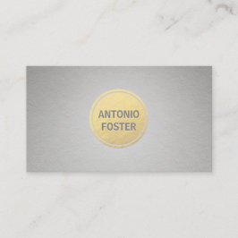 Tarjeta De Visita Elegante Relieve metalizado dorado Faux Círculo de