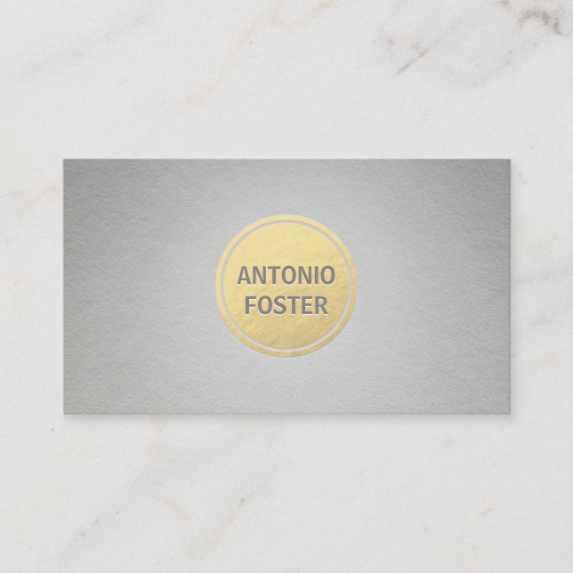 Tarjeta De Visita Elegante Relieve metalizado dorado Faux Círculo de (Anverso)