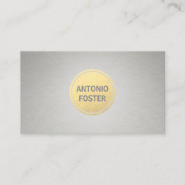 Tarjeta De Visita Elegante Relieve metalizado dorado Faux Círculo de