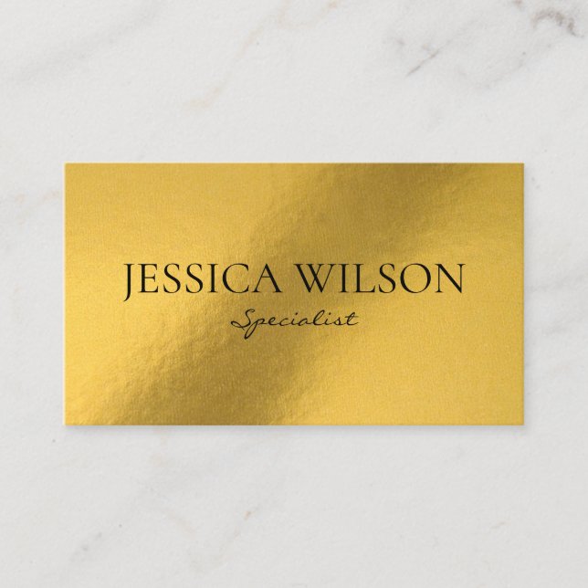 Tarjeta De Visita Elegante Relieve metalizado dorado moderno (Anverso)