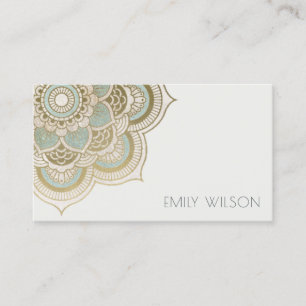 Tarjeta De Visita Elegante Relieve metalizado dorado Ornate Verde az