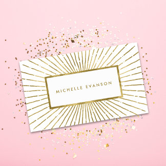 Tarjeta De Visita Elegante Relieve metalizado dorado Sunburst Profes