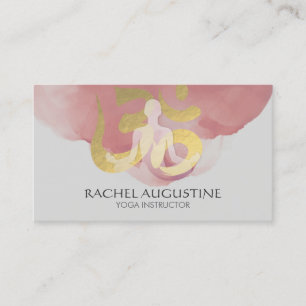 Tarjeta De Visita Elegante Relieve metalizado dorado Yoga Meditación