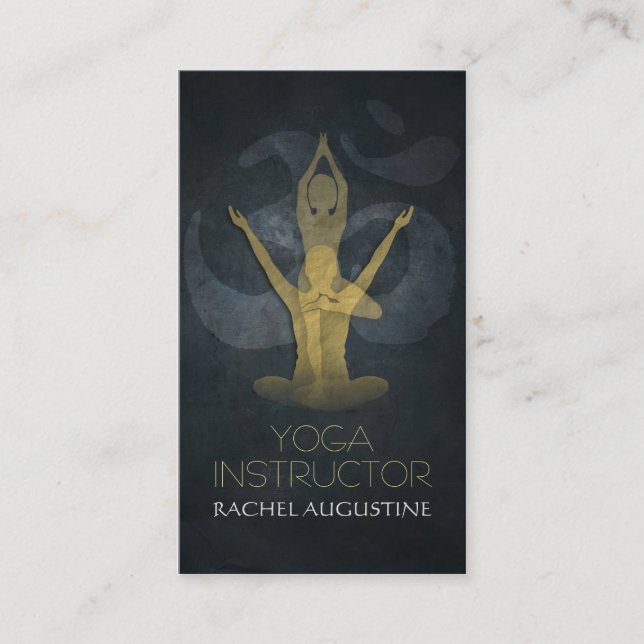 Tarjeta De Visita Elegante Relieve metalizado dorado Yoga Meditación (Anverso)