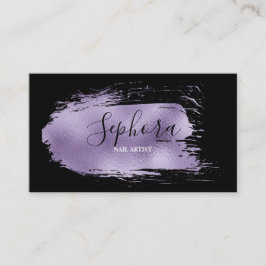 Tarjeta De Visita Elegante Relieve metalizado Lilac Stroke de pintur