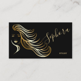 Tarjeta De Visita Elegante Relieve metalizado metálico negro y dorad