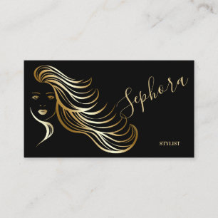 Tarjeta De Visita Elegante Relieve metalizado metálico negro y dorad