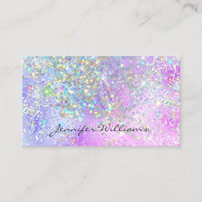 Tarjeta De Visita Elegante Relieve metalizado morado Holográfico Pur (Anverso)