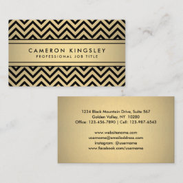 Tarjeta De Visita Elegante Relieve metalizado negro y falso oro Chev