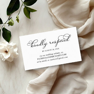 Tarjeta De Visita Elegante respuesta en línea de boda con letra scri