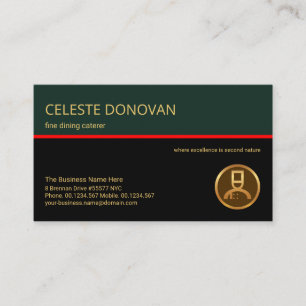 Tarjeta De Visita Elegante restaurante de cocina de la línea roja d