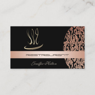 Tarjeta De Visita Elegante restaurante de moda / damasco de cocina v
