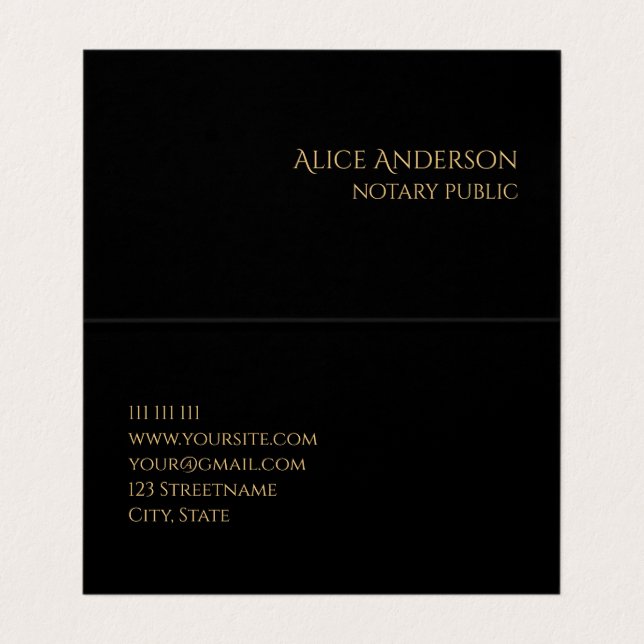 Tarjeta De Visita Elegante Resumen Black Professional Dos veces (Interior desplegado)
