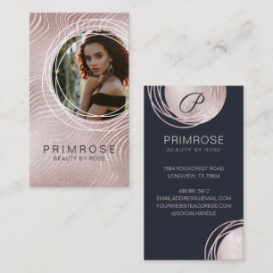 Tarjeta De Visita Elegante Resumen Glam Rosa Gold Monograma