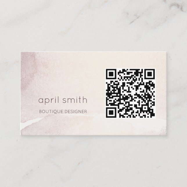 Tarjeta De Visita Elegante Resumen Oro Púrpura Acuarela QR Código (Anverso)