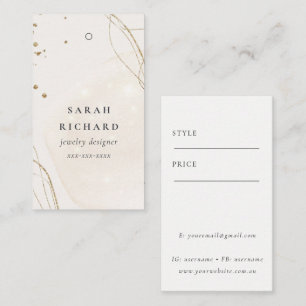 Tarjeta De Visita Elegante Resumen Purpurina Ivory Gold Price Tag No