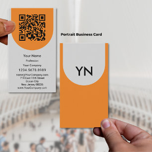 Tarjeta De Visita Elegante retrato de Naranja negro gris escaneado