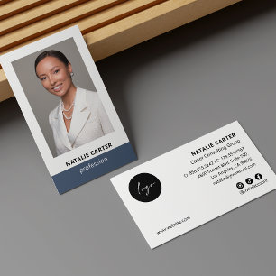 Tarjeta De Visita Elegante retrato foto logotipo icono social DUSTY 