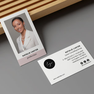 Tarjeta De Visita Elegante retrato foto logotipo icono social RUBOR 