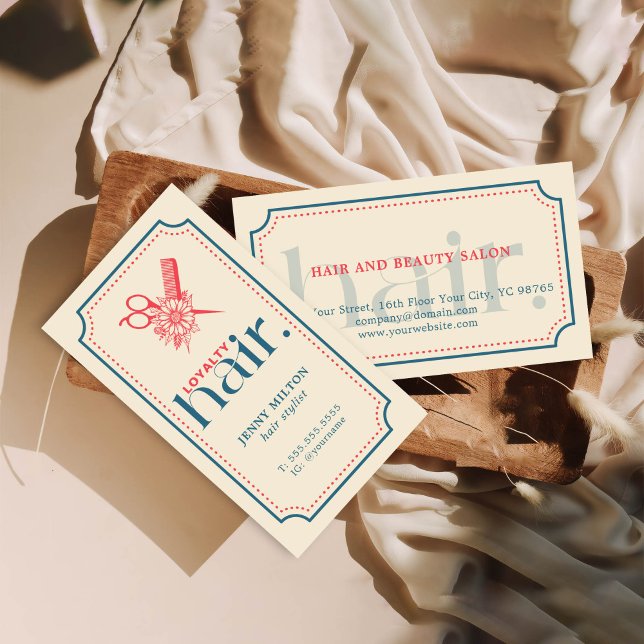 Tarjeta De Visita Elegante Retro Blue Scissors Hair Stylist (Subido por el creador)