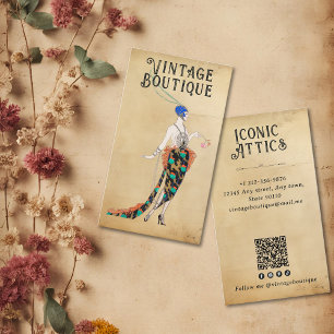 Tarjeta De Visita Elegante Retro De Moda Vintage Boutique Seamstress