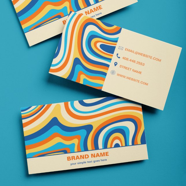 Tarjeta De Visita Elegante Retro Psicodélico Groovy Colorido Resumen (Subido por el creador)