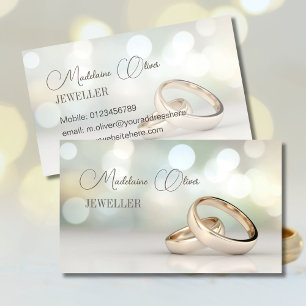 Tarjeta De Visita Elegante Rings Jeweler Celebrador Profesional
