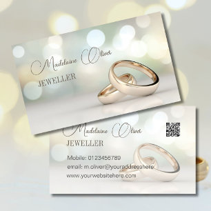 Tarjeta De Visita Elegante Rings QR Eventos Profesionales Jeweler