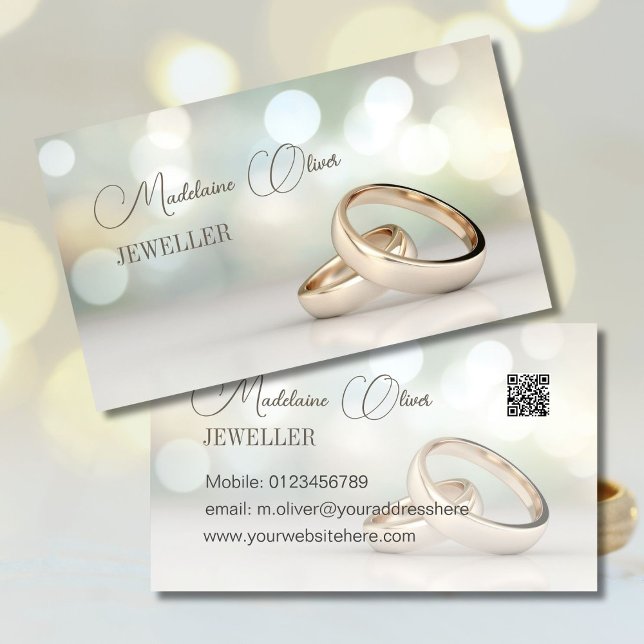 Tarjeta De Visita Elegante Rings QR Eventos Profesionales Jeweler (Subido por el creador)