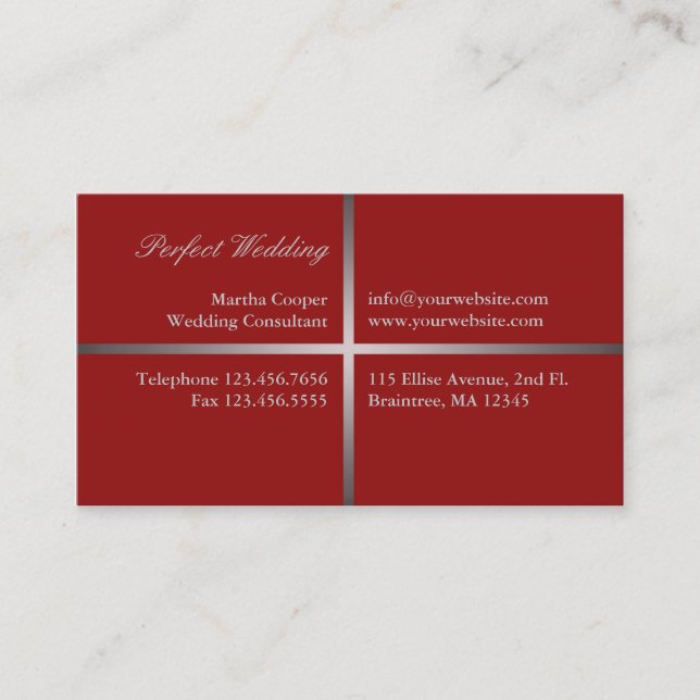 Tarjeta de visita elegante roja (Anverso)