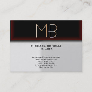 Tarjeta de visita elegante roja browny gris del