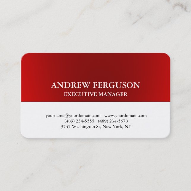 Tarjeta De Visita Elegante rojo blanco blanco único profesional mode (Anverso)