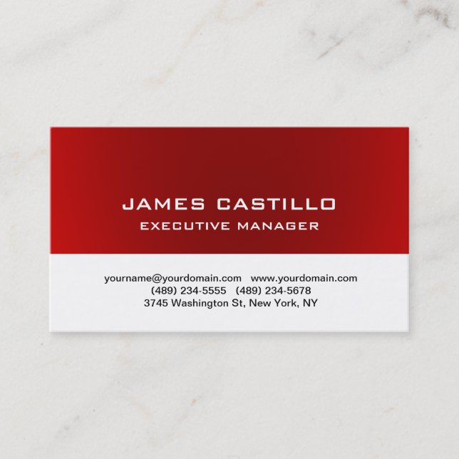 Tarjeta De Visita Elegante rojo blanco blanco único profesional mode (Anverso)