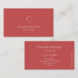 Tarjeta De Visita Elegante rojo indio liso con Moda moderna monogram