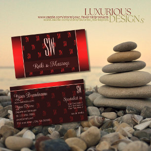 Tarjeta De Visita Elegante rojo oscuro con iniciales profesional mod
