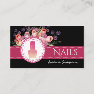 Tarjeta De Visita Elegante romántico Boho acuarela floral clavos