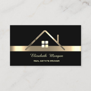 Tarjeta De Visita Elegante Roof Profesional Gold House