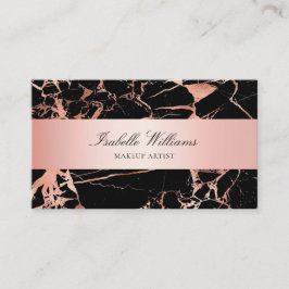Tarjeta De Visita Elegante Rosa Agate de Mármol Negro Rosa