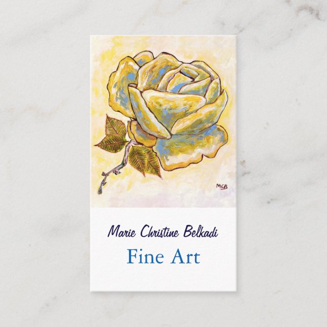 Tarjeta De Visita Elegante Rosa amarillo  flor Moda francesa (Anverso)