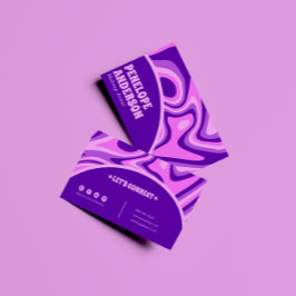 Tarjeta De Visita Elegante rosa azul retro Resumen Moda Boho Groovy