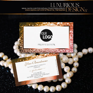 Tarjeta De Visita Elegante Rosa Blanca Oro Purpurina Dorado Añadir