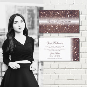 Tarjeta De Visita Elegante Rosa Blanca Oro Sparkling Purpurina Lujo